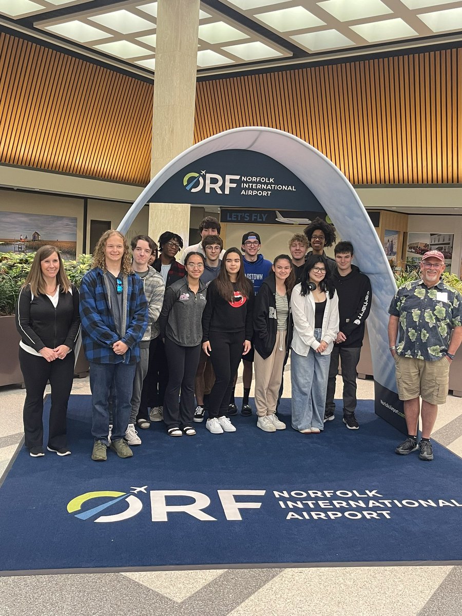 GregVaBeach's tweet photo. And they are off! @STEMAcademyLHS is headed to Houston for the @NASAHUNCH competition. Good luck and have fun. @MsPeeJay @vbschools @LandstownEagles @NorfolkAirport https://t.co/QVZNTdVPMV