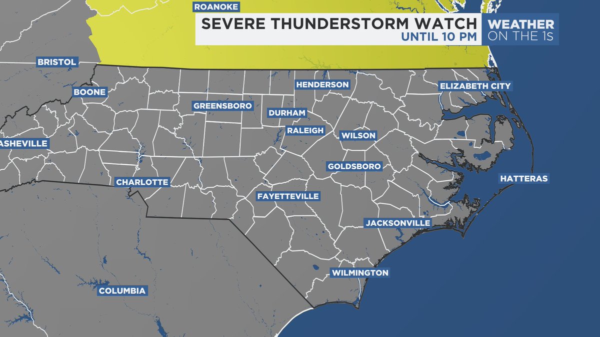 SPC has issued a SEVERE THUNDERSTORM WATCH to our north... We'll see if any of those storms can get into North Carolina later this evening. #SpectrumNews1 #ncwx