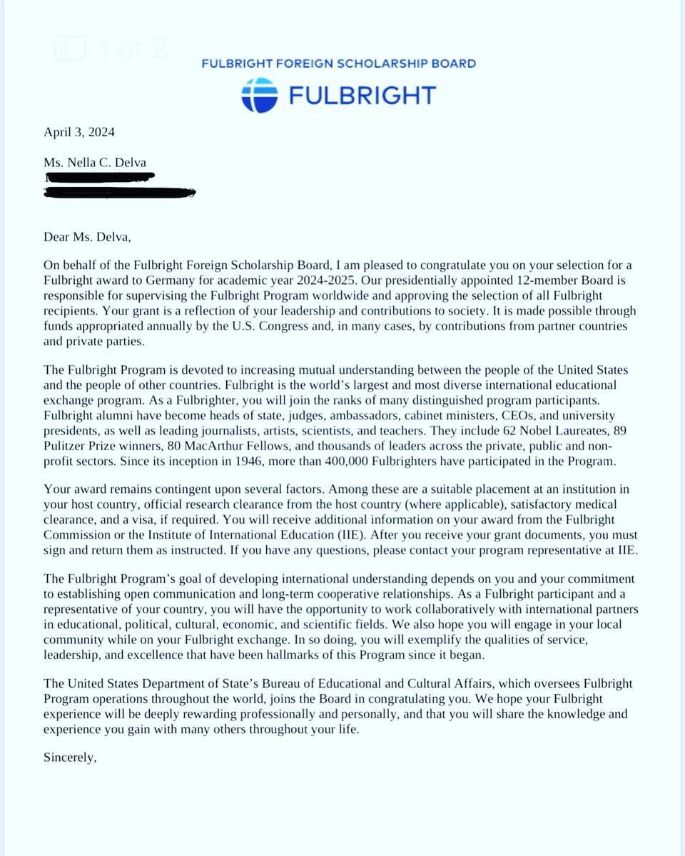 NellaDelva's tweet photo. I am thrilled to announce that I have been honored as a Fulbright recipient! This fall, I will be joining Max Delbrück Center for Molecular Medicine in Berlin to conduct research in neuroscience.
Stay tuned as I share my experiences from this exciting chapter! 
#grant  #Germany https://t.co/Ev7NUX4lFQ