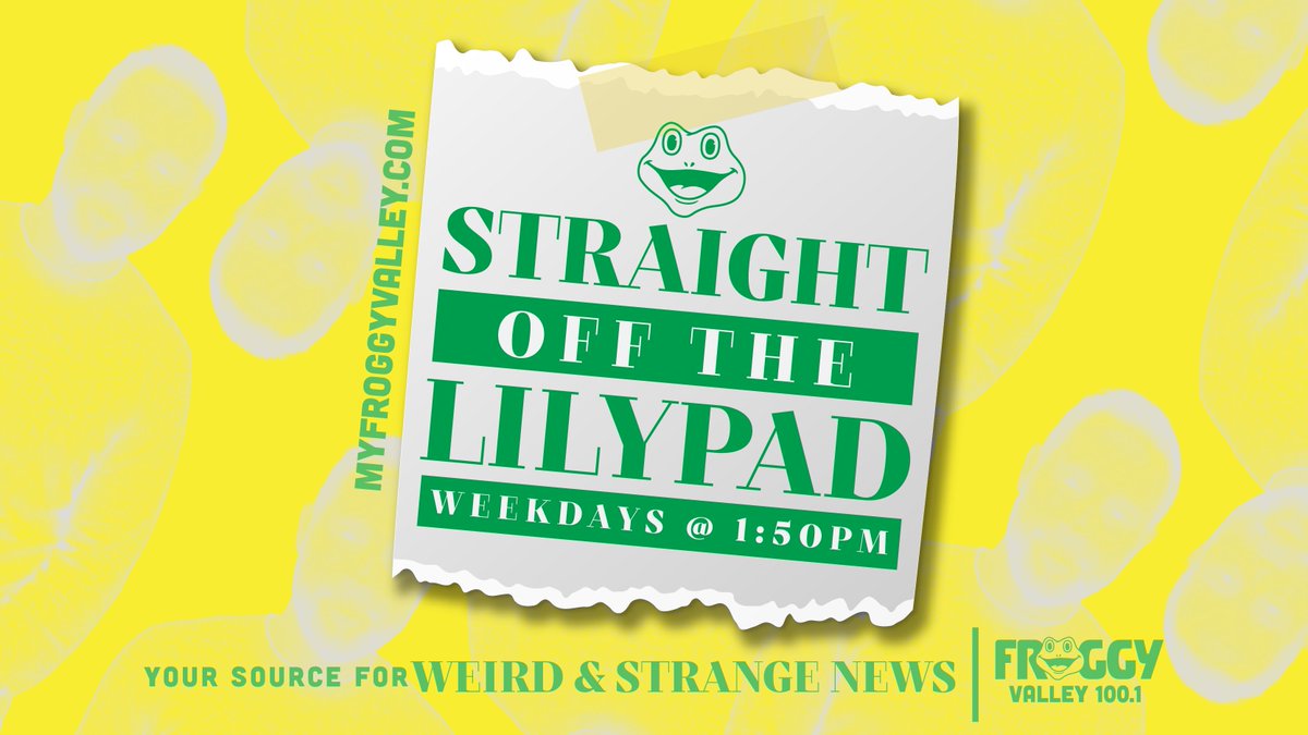 Straight off the Lilypad is coming up at 1:50 on The Mid Day Leap brought to you by @DrunkenSmithy at the Lebanon Valley Mall! Visit them over at drunkensmithy.com! All that weird and strange news to entertain you for a Thursday is on the way!