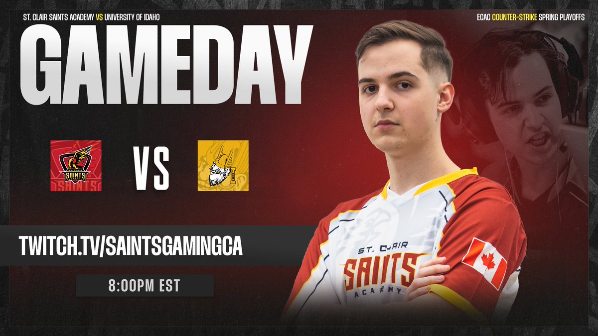 We're back with #SaintsCS, time for ECAC Semi-Finals!💥

🆚<a href="/UIdahoEsports/">UIdaho Esports</a> 
⏰8:00PM EST
📺twitch.tv/saintsgamingca