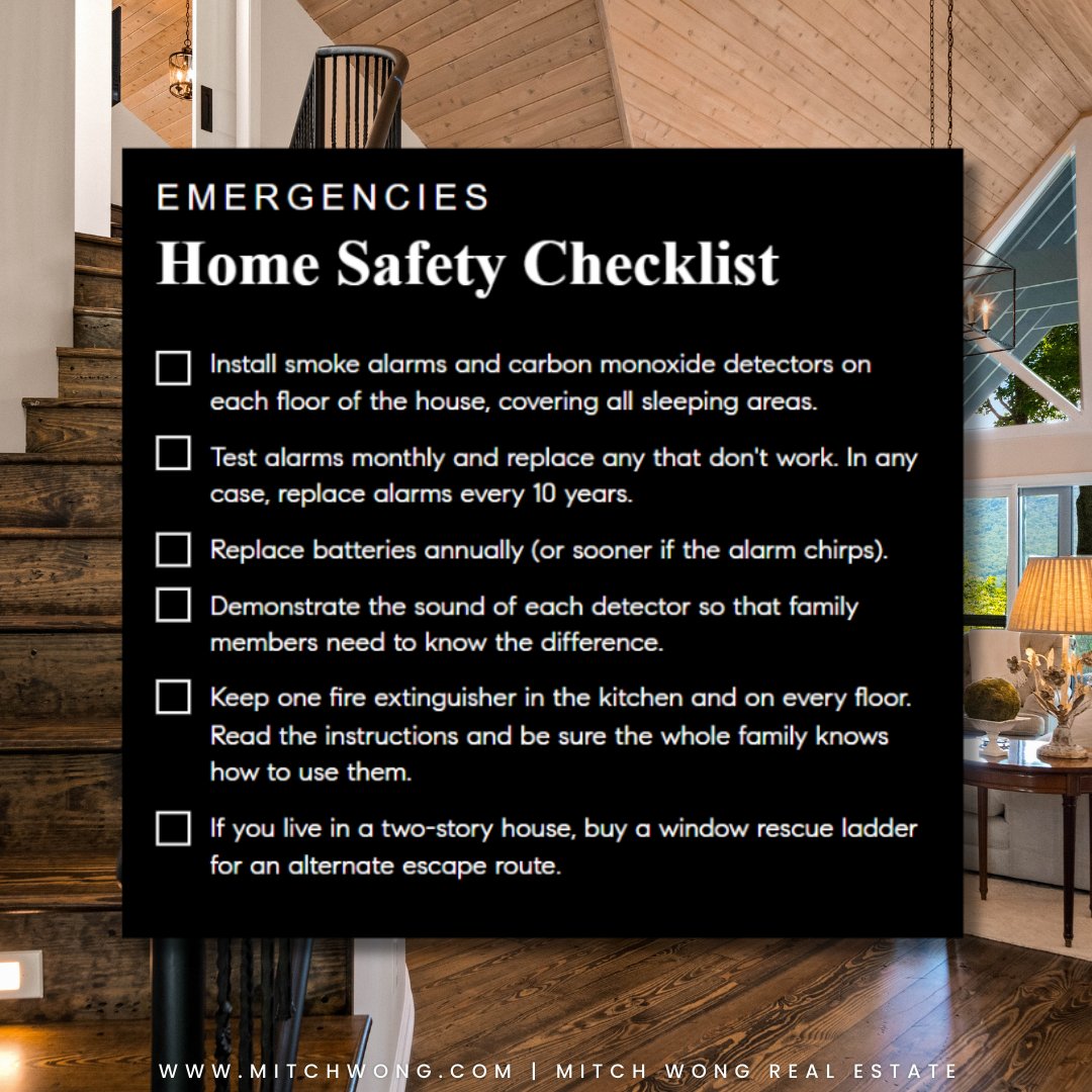 Explore our must-know Home Safety Checklist for peace of mind and security! 🏡✨ 
.
.
#homesafety #safetytips #hometips #tips #checklist #homesweethome #safetyfirst #sellersagent #buyersagent #realestate
#guide #realtor #mitchwongrealtor #mitchwongrealestate #themitchwonggroup