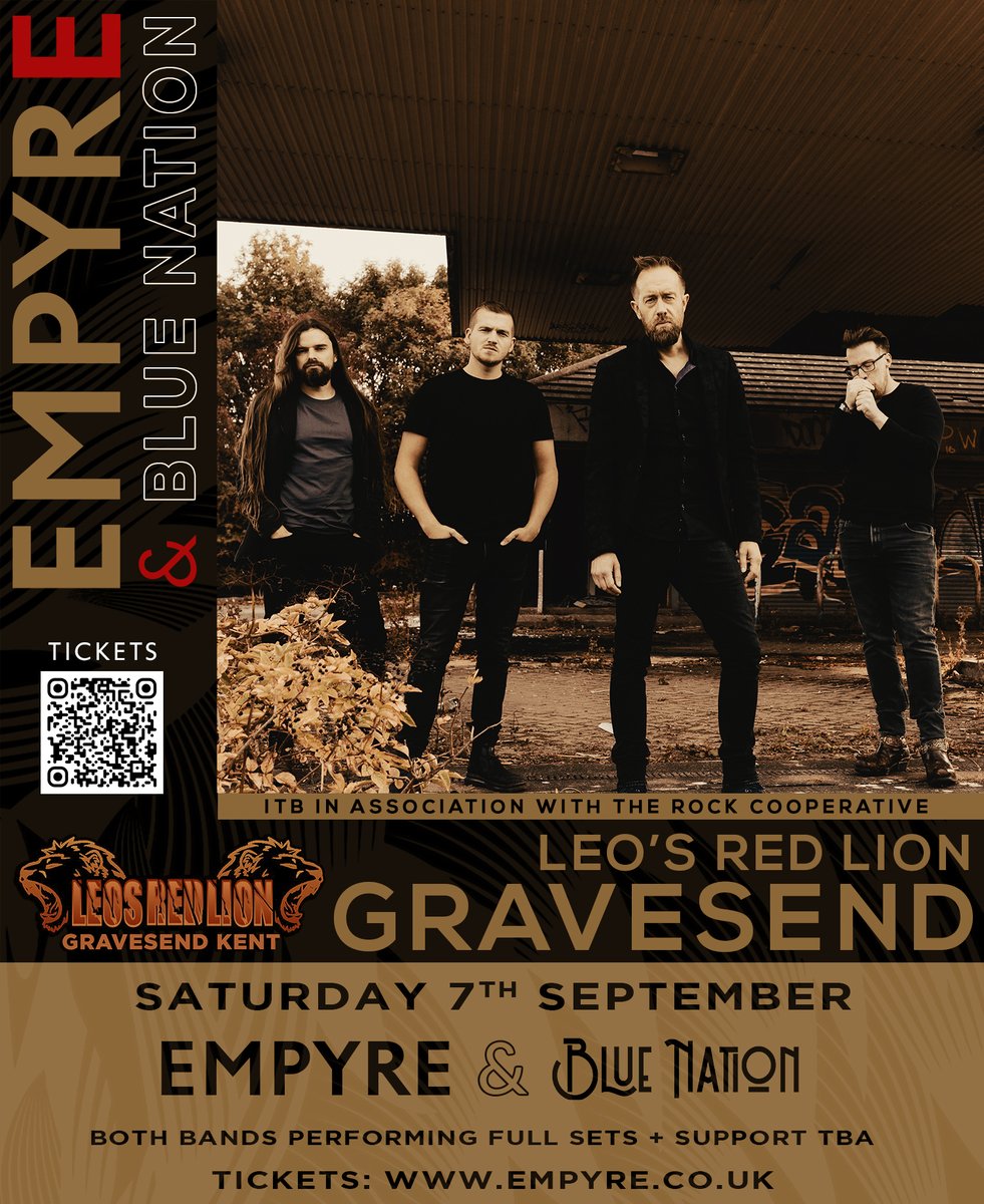 Tickets booked for two awesome bands on one night, both headlining sets. @EmpyreRock & @bluenationmusic will be rocking Leo's Red Lion in Gravesend. Mega thanks to @RockCooperative for setting this beast of an evening up ✊ Roll on September 🤌✌️ #Empyre #bluenation #livemusic