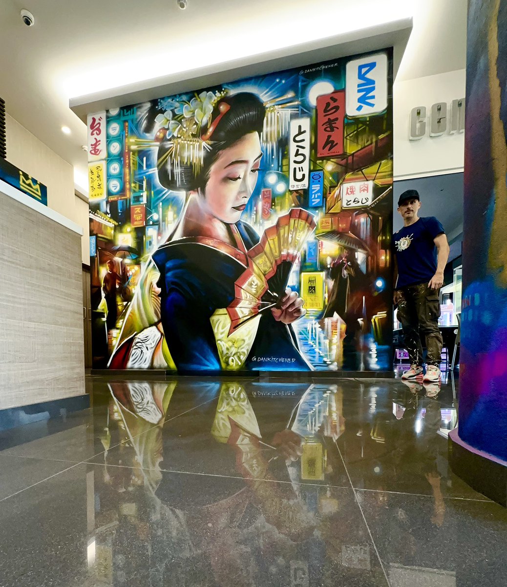 I love the reflection of my epic new lobby mural in the super shiny floor @risestreetart.hotel in Larnaca! Amazing hotel with street art everywhere! Check it out if you are in Larnaca @risestreetart.hotel