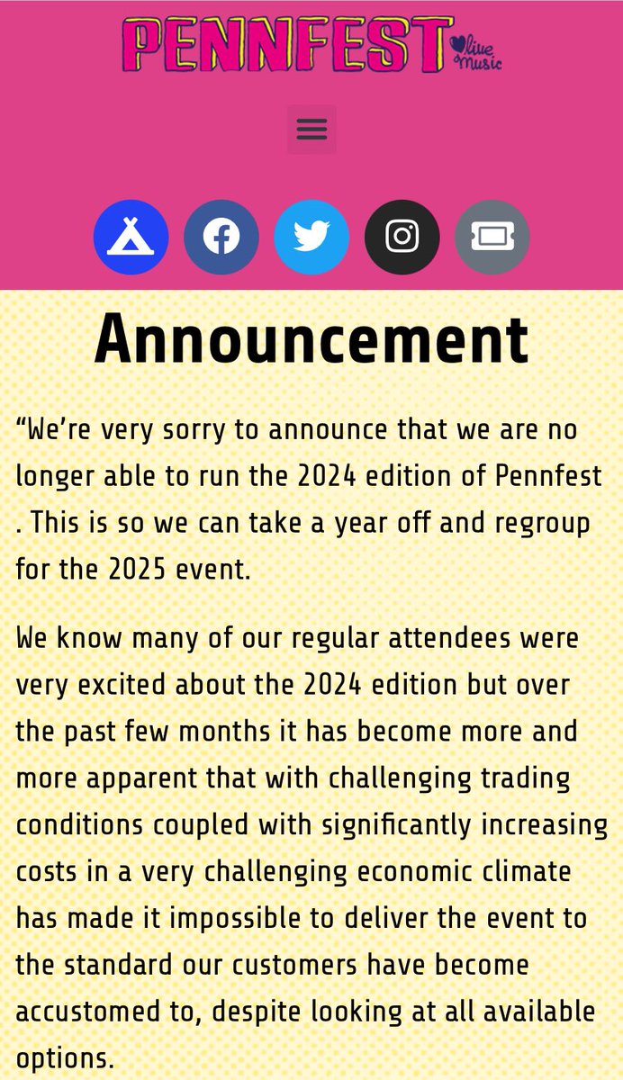 wycombegigs's tweet photo. 🚨PennFest 2024 cancelled
The wordy announcement does not give a specific reason but you suspect poor ticket sales could be a major factor?
Headliners were Richard Ashcroft, Jess Glynne and Paul Weller. #PennFest
#LiveMusic #Buckinghamshire https://t.co/dLG9qWPY1s