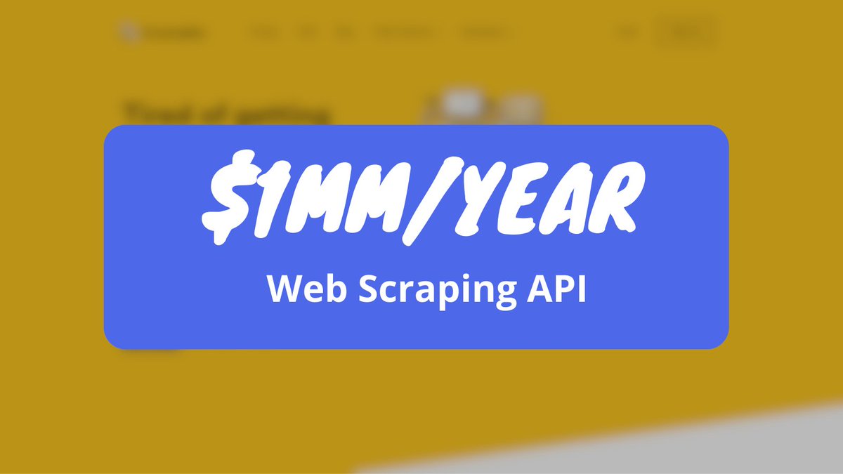 This 'Boring' web scraping API makes $999.6K/year 😱

- Revenue: $83.300 MRR

- Monetization: Subscriptions

- Category: Saas

More info here 👇 
startzone.club/product/scrapi…

🦄 Follow for more
#buildinpublic #sideproject #indiehackers