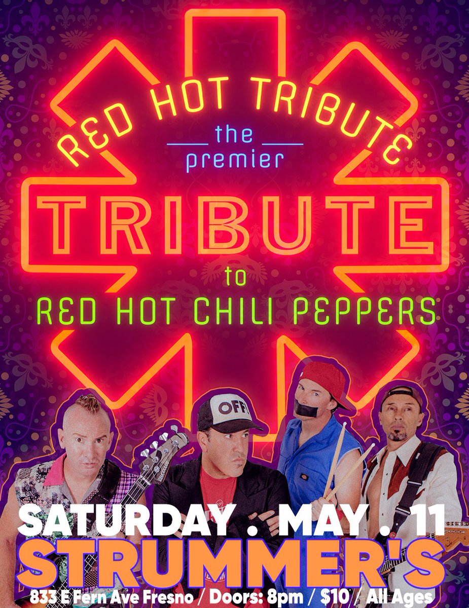 RED HOT Tribute the Premier RED HOT CHILI PEPPERS Tribute Saturday, May 11, 8pm All Ages. Tix @TicketWeb @numbskullshows