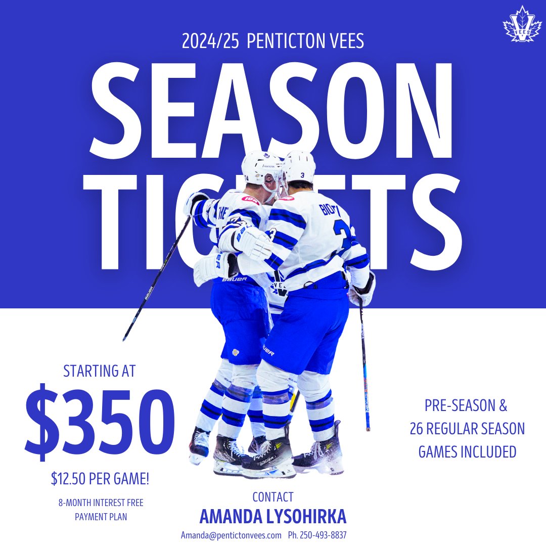 Join Vees Nation, buy your 2024-25 season tickets now. See exciting BCHL action for under $13 per game!