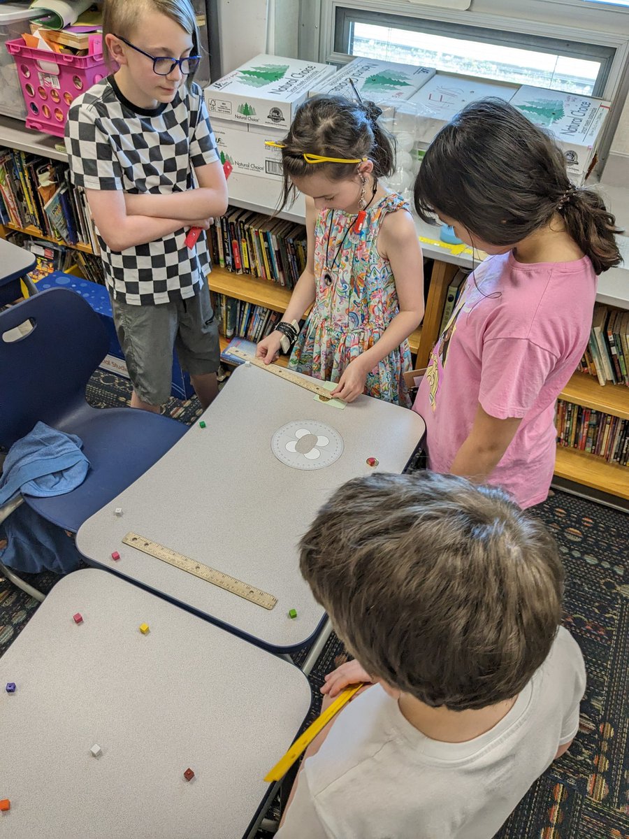 #partyof12 played a homebrewerd game. "Rover Resource Race" has students estimate a robot's rotation as degrees and its movement in centimeters. They then use tools to run their estimated line of code to see if they have retrieved the resource or driven off the cliff!#wearewayne