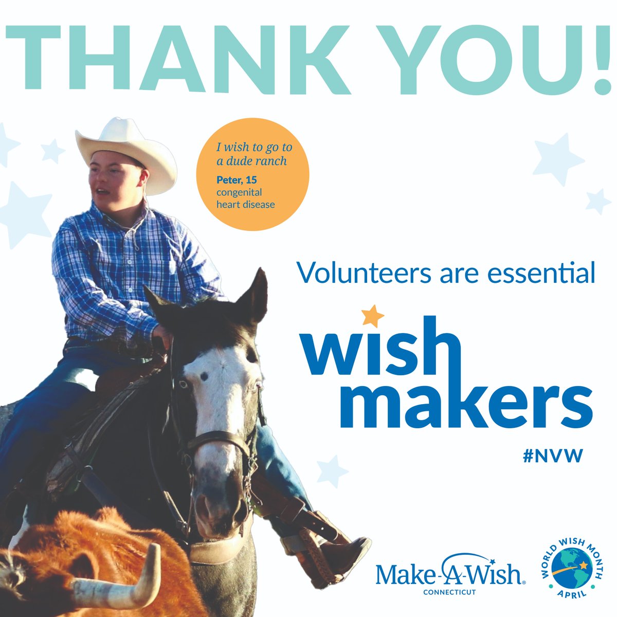 As long as children face devastating critical illnesses, they’ll be counting on WishMakers to create the hope and strength they need to fight. Wishing all of our amazing volunteers a very Happy National Volunteer Week! ✨💙 #NationalVolunteerWeek