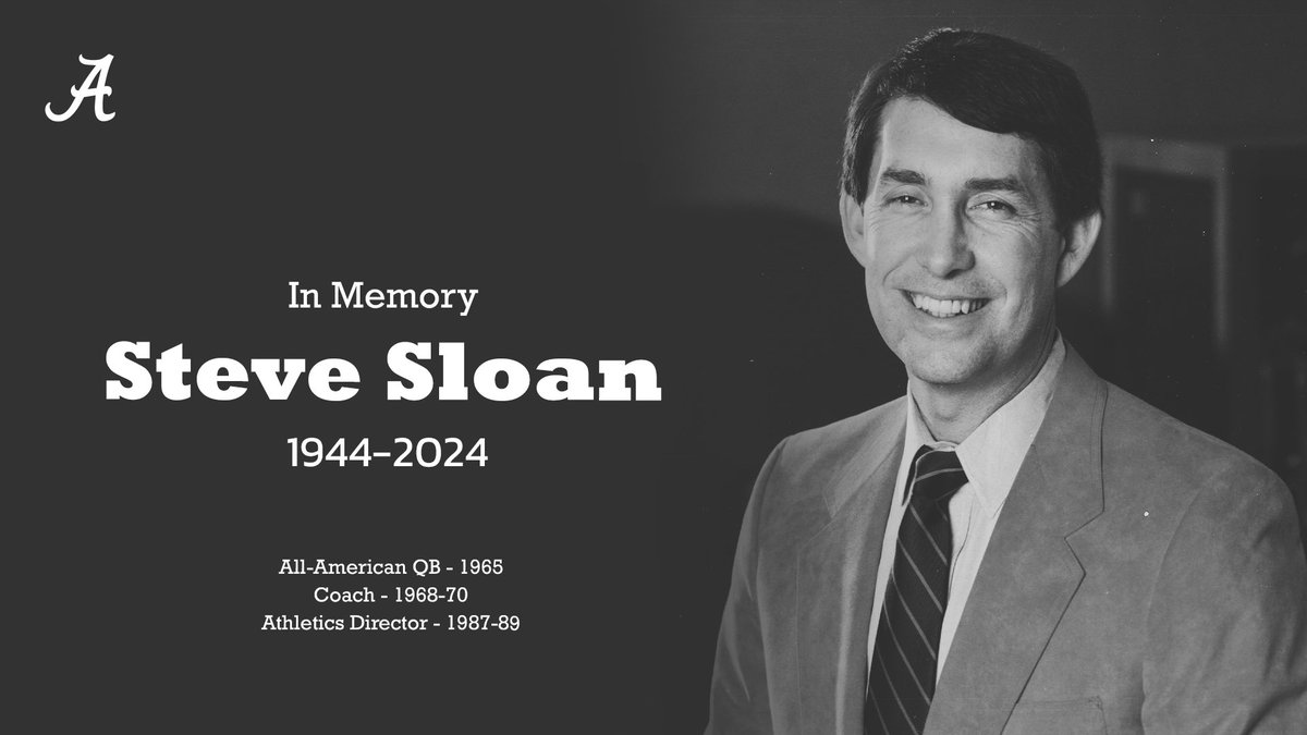 Student-Athlete Coach Athletics Director Legend Alabama mourns the passing of All-American Steve Sloan and sends its thoughts and prayers to his family and friends.