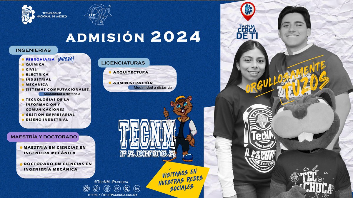📌 ¡ATENCIÓN PÚBLICO EN GENERAL!

👉 ¡Conoce la oferta académica que el #TecNM #Pachuca tiene para ti y forma parte de nuestra comunidad!