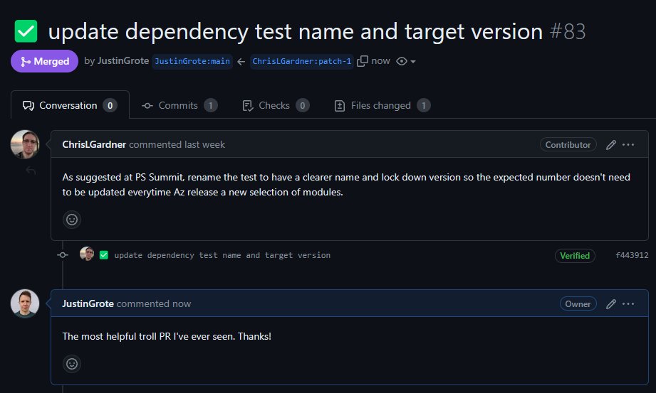 JustinWGrote's tweet image. It&apos;s not a presentation of mine unless it goes way off topic. This was supposed to be a #Pester presentation...