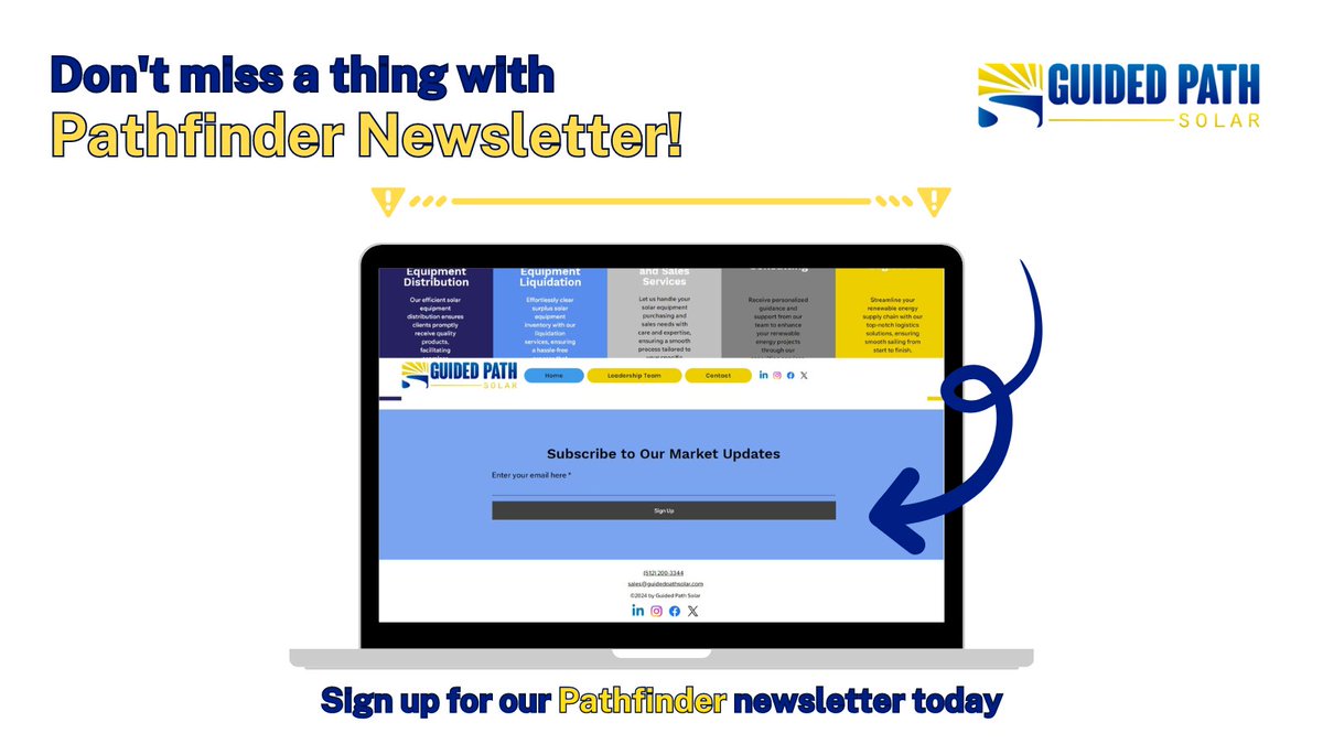 GuidedPathSolar's tweet image. 🌟 Exciting News! 🌟 Introducing Pathfinder, your go-to source for renewable energy insights. Sign up now at guidedpathsolar.com and stay ahead of industry trends! #guidedpathsolar #solardistribution #solardistributor #modules #solar #PV #conciergesolar #subscribe #newsletter