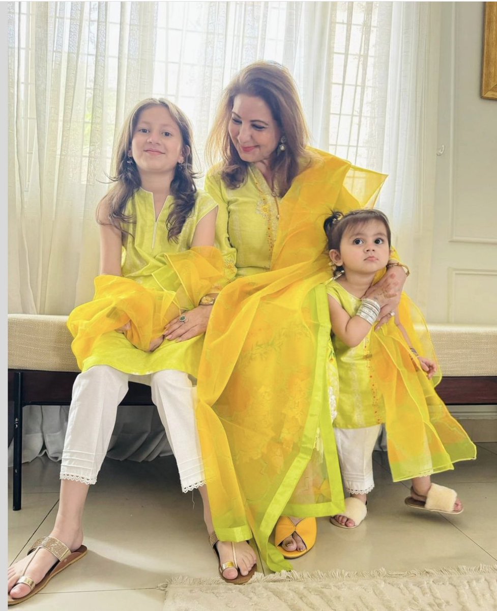 Nooreh and Zahra twinning with Dadi on Eid. 💚💛

#pakistanicelebrities #pakistanifashion #eid
