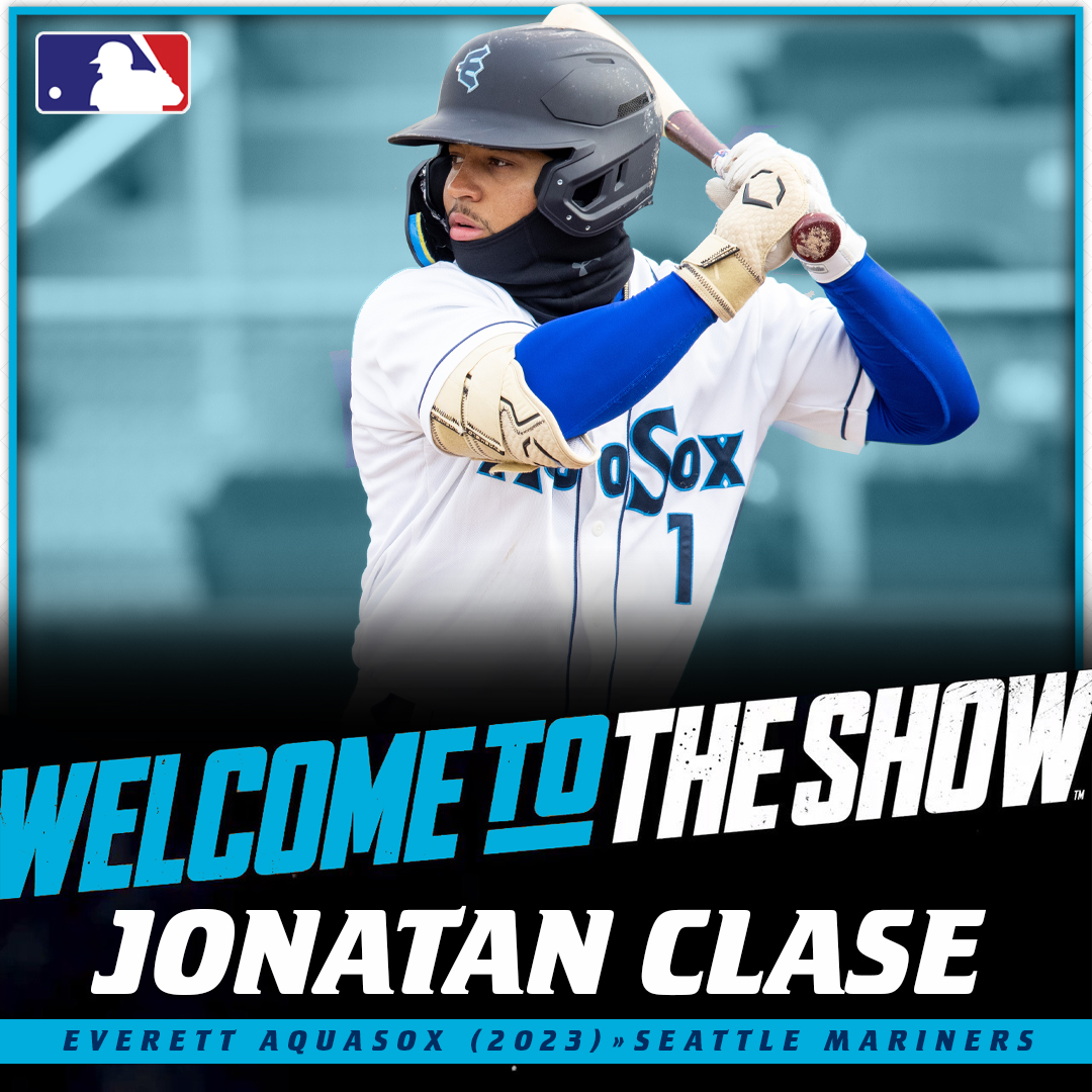 BREAKING NEWS: AquaSox alumni Jonatan Clase (@ClaseJonatan), has been called up to the Mariners. He hit .333 in 21 games for the AquaSox in 2023. Congrats Jonatan. 🐸⚾️➡️tinyurl.com/bddj6x52