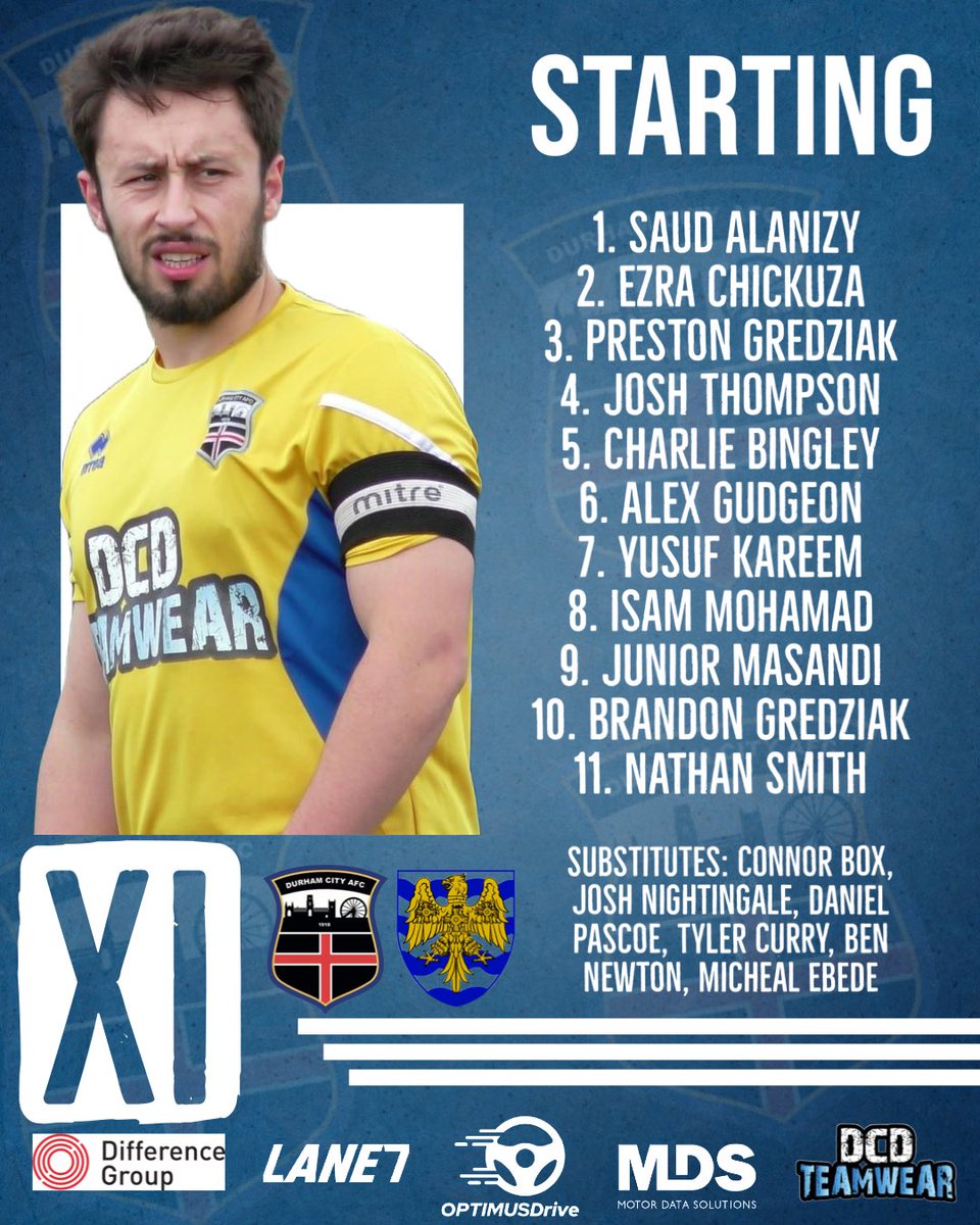 Your starting lineup v Consett AFC Reserves ⚔️ 

#DurhamCityAFC #DCAFC #TheCitizens