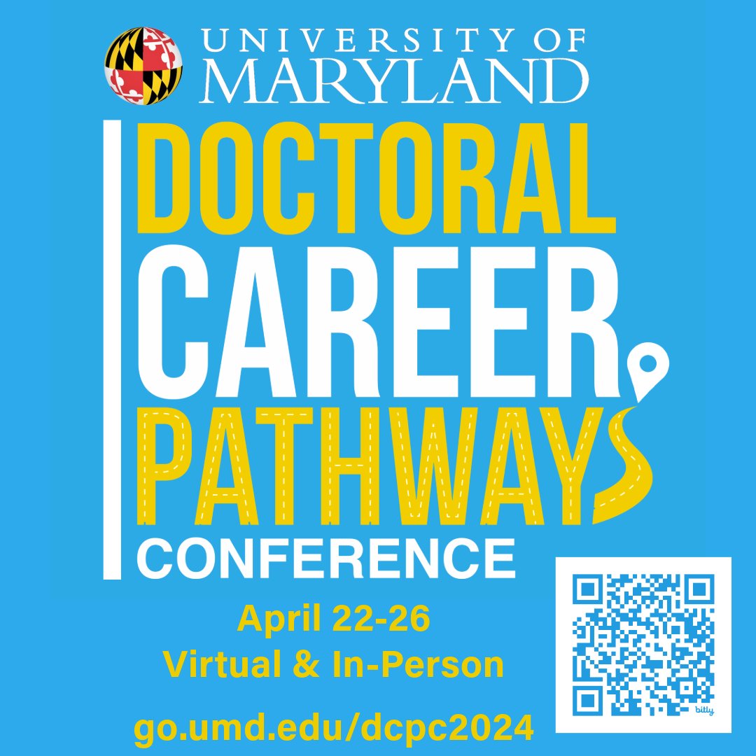 Join us for the Doctoral Career Pathways Conference! Attend professional development workshops and career panels, and meet UMD doctoral alumni virtually and in-person.