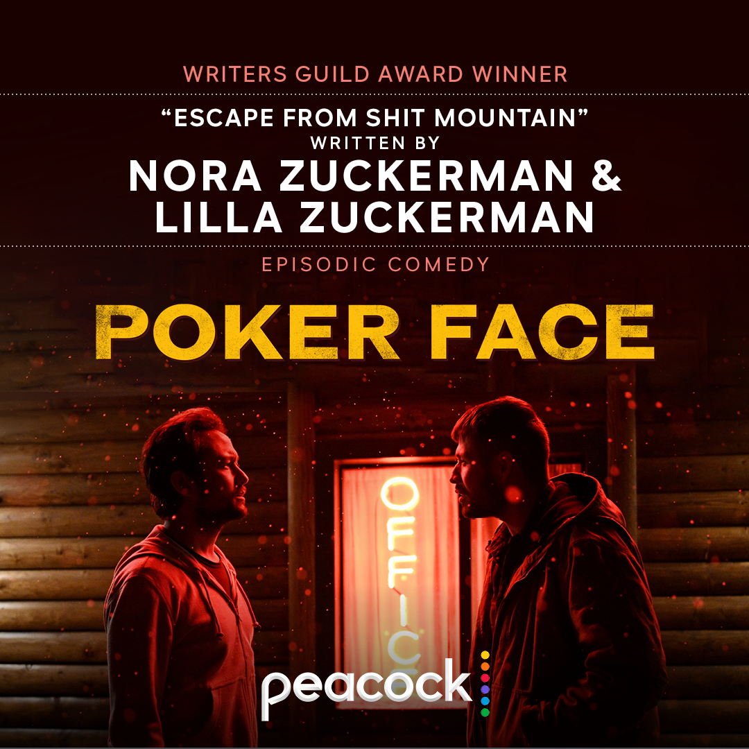 Such an honor for @lillazuck and myself to take home a #WGAAward for #PokerFace &amp; "Escape From Shit Mountain!" Many people contributed to this ep from our brilliant creator/director <a href="/rianjohnson/">Rian Johnson</a> and EP/lead <a href="/nlyonne/">natasha lyonne</a> to our writing staff and the entire cast and crew. SO PROUD!🍾
