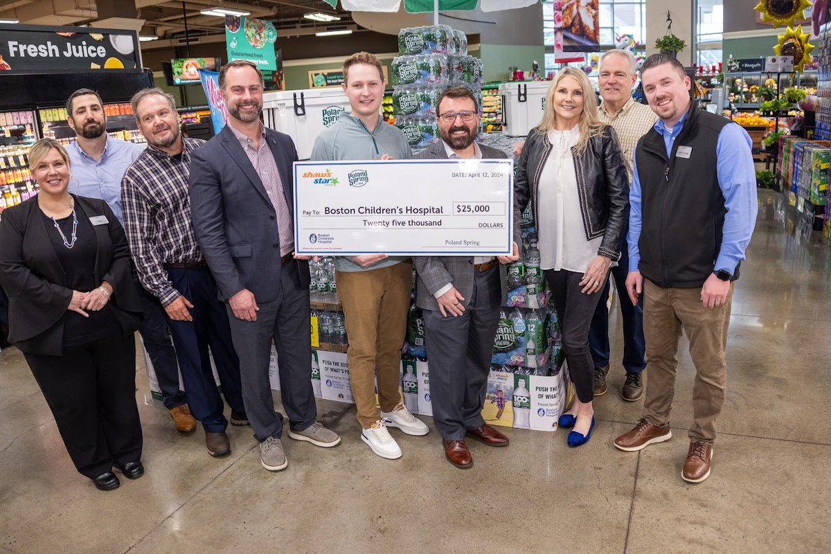 We are thrilled to share that we recently joined @PolandSpringWtr & @BlueTritonBrnds, at our Prudential Star Market, as a $25,000 Donation was made to @BostonChildrens Hospital. It will go directly to The Every Child Fund, supporting the hospitals’ areas of greatest need!
