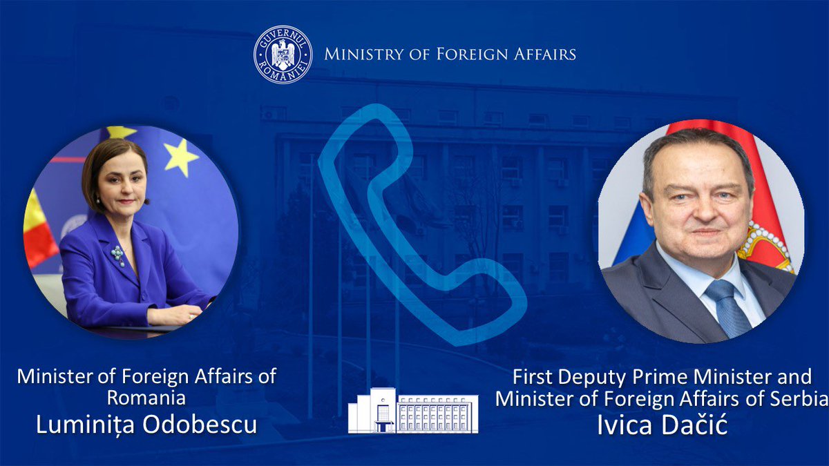 Had a brief phone call with 🇷🇸Serbian MFA @DacicIvica. We touched upon issues on the regional and multilateral current agenda. Continue to work for strengthening the bilateral 🇷🇴 🇷🇸 relations. @MFASerbia