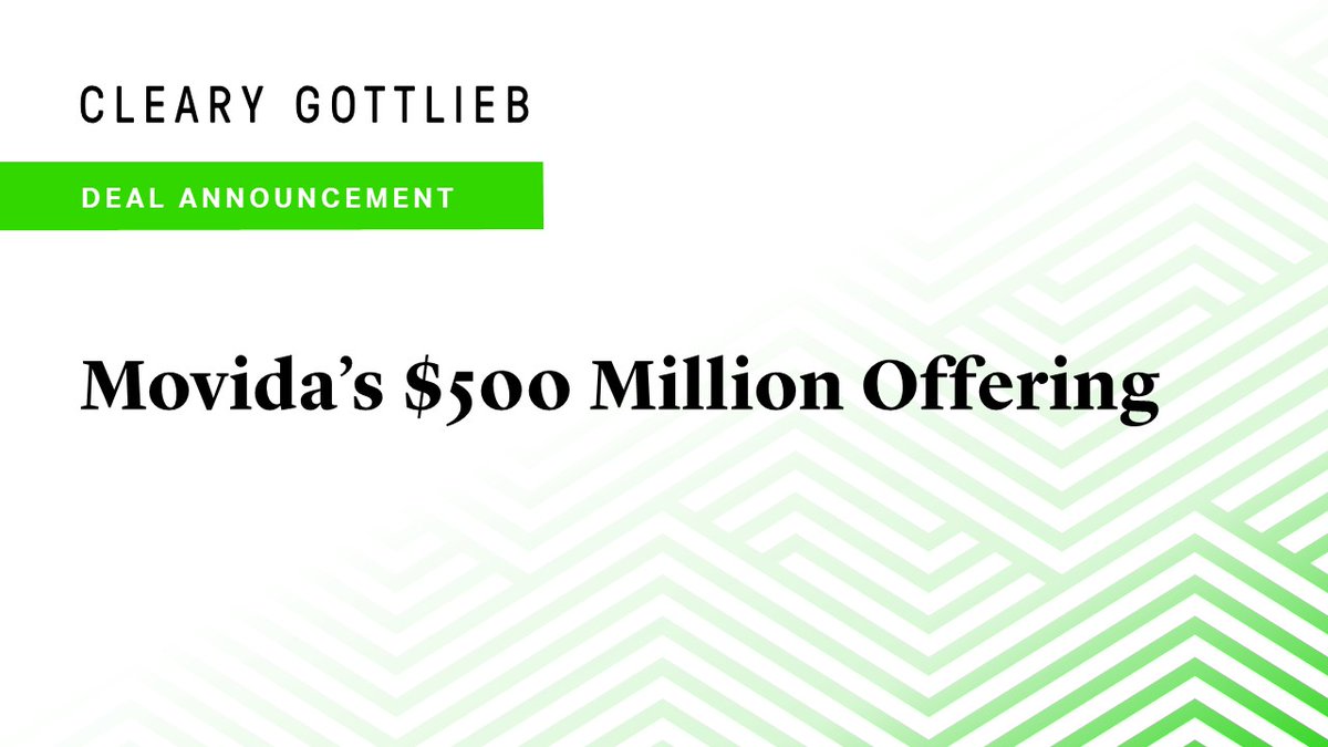 We represented the initial purchasers in Movida’s $500 million bond offering. Read more here: bit.ly/3U0CrIp #CapitalMarkets