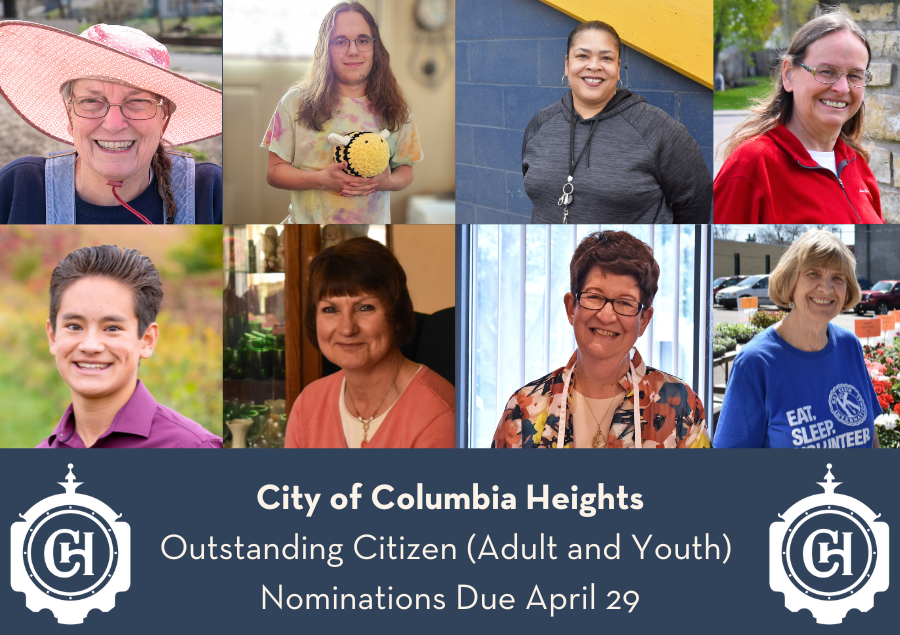 Do you know someone who is making a positive impact in your community? Columbia Heights seeks nominations for Outstanding Citizen of the Year every year. Nominations for 2024 are now being accepted at City Hall through April 29. 🔗 | columbiaheightsmn.gov/outstanding #ColumbiaHeightsMN