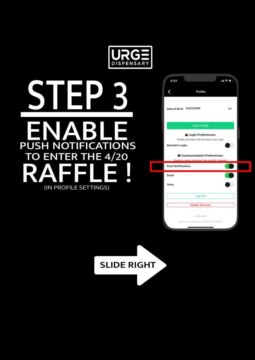 Here are the 3 Easy Steps to get a Reward, Enter the 4/20 Raffle & have a Chance to Win a PRIZE!
(Disclaimer: Must create an URGE account 24 hours before April 20th 2024 in order to be eligible for the Discount and Raffle)

#UrgeDispensary #njdispensary #recreationalcannabis