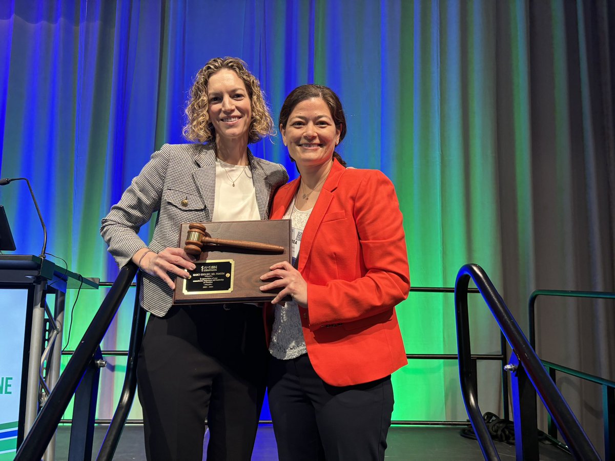 Thank you to Dr. @marcigoolsby for her incredible leadership during the past year, and please join us in welcoming new AMSSM President Dr. Rebecca Myers! #AMSSM2024