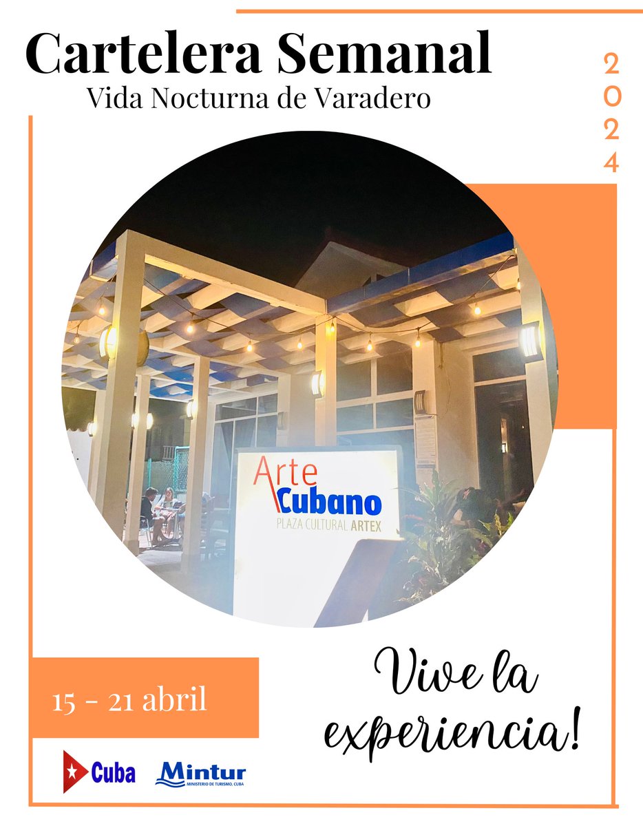 ¡No te pierdas nuestras increíbles propuestas para disfrutar al máximo de las noches de Varadero!💃💯🎉
✨Consulta la Cartelera de Actividades Nocturnas:
drive.google.com/drive/mobile/f…
#VaraderoTravel #varaderobeach  #CubaTravel #CubaUnica #cuba #varaderonocturno #vidanocturnavaradero