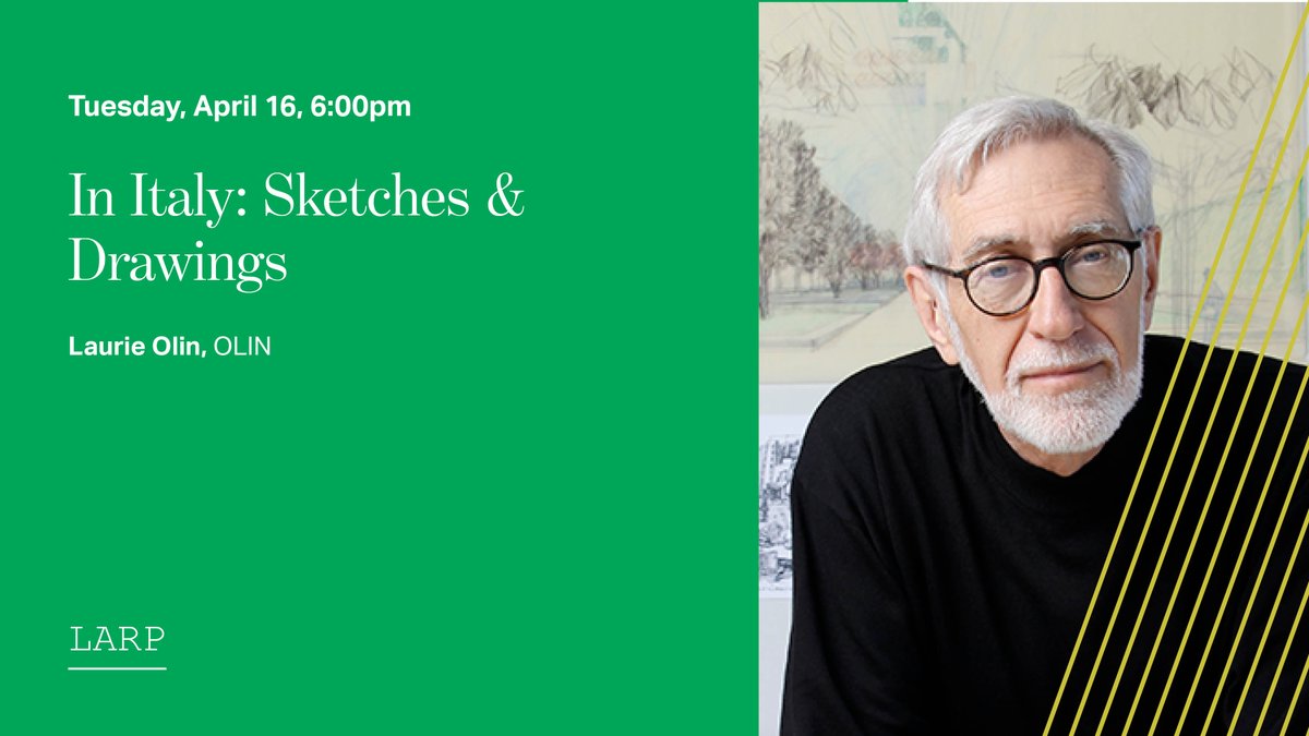 Tomorrow, 6:30pm. Join us for a talk from Landscape Architecture by Practice Professor Emeritus Laurie Olin, for the Philadelphia launch of his latest book, ‘In Italy: Sketches & Drawings.’ design.upenn.edu/events/laurie-…