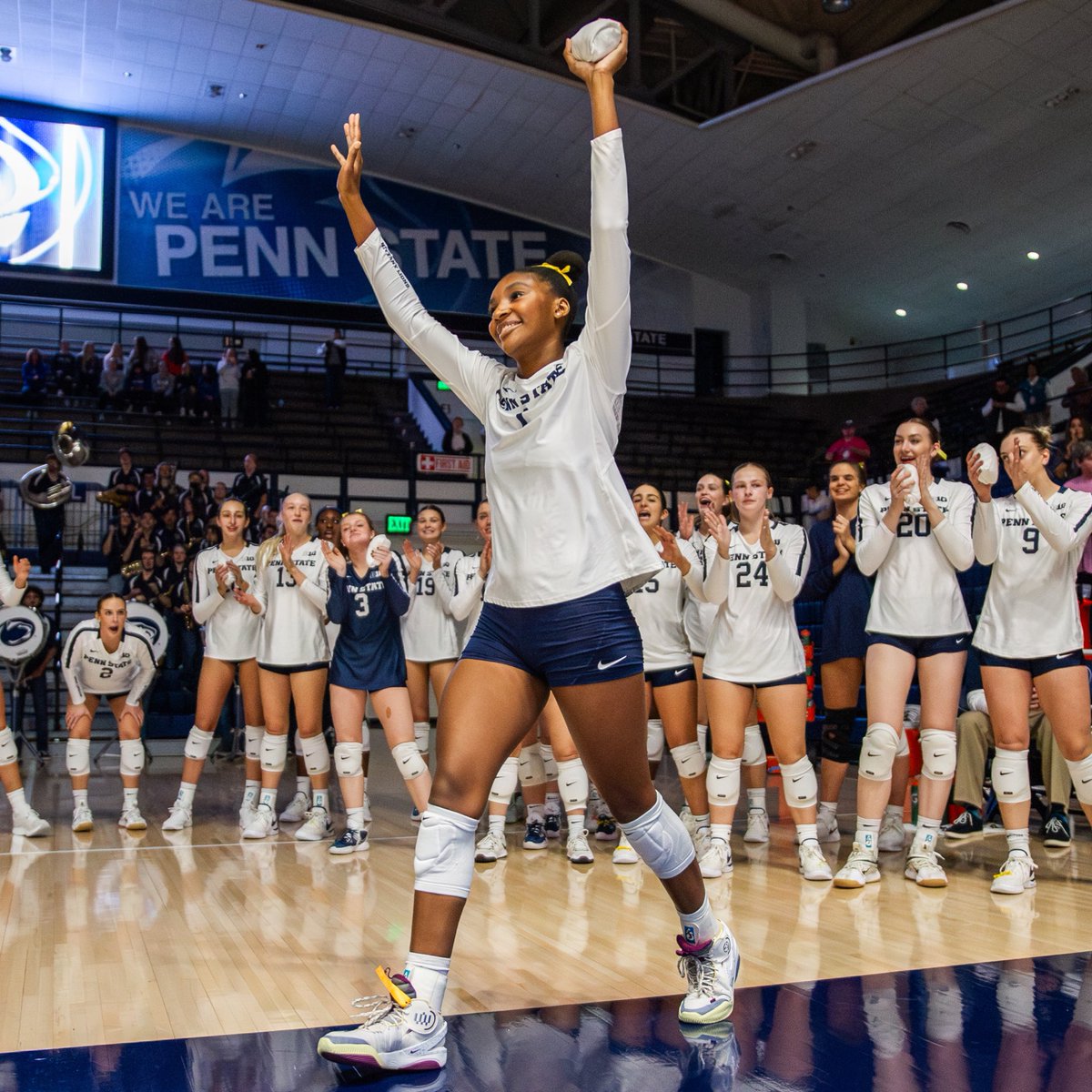 Come see us play Pitt Friday at Rec Hall! (6 pm, FREE) Maybe you’ll catch a t-shirt from Taylor 🤩 #WeAre