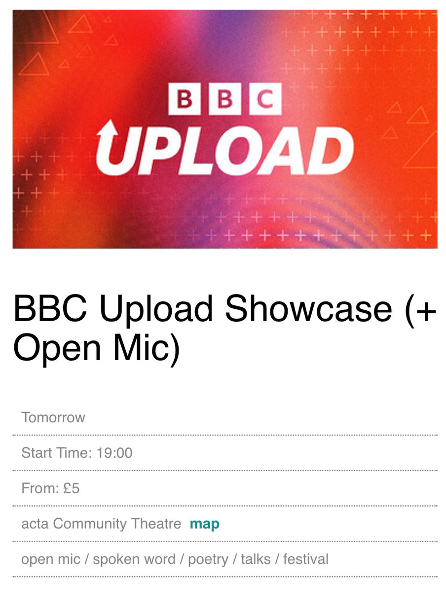 Looking forward to heading to <a href="/LyraFest/">Lyra Bristol Poetry</a> tomorrow evening representing <a href="/BBCUpload/">BBC Upload</a> at our very own showcase with <a href="/adam_crowther/">Adam Crowther</a>!

Will be a lovely evening with the likes of poets <a href="/writingsett/">Mark Rutterford</a>, <a href="/Bealiedrummer/">ChrisVox</a>, <a href="/barryhollow/">Barry</a>, &amp; more! 

Tickets &amp; details: lyrafest.com/#e105202