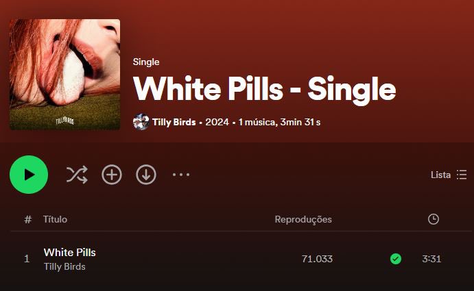 TillyBirdsBR's tweet photo. 📈 | Atualização do sexto dia de #WhitePills no Spotify:

#Dia_1: 9.961 plays
#Dia_2: +12.930 plays
#Dia_3: +9.946 plays
#Dia_4: +17.369 plays
#Dia_5: +11.127 plays
#Dia_6: +9.709 plays

• Total: 71.033 de plays.

📌https://t.co/GOlMWEOODD 

#TillyBirds https://t.co/RFftesmawD