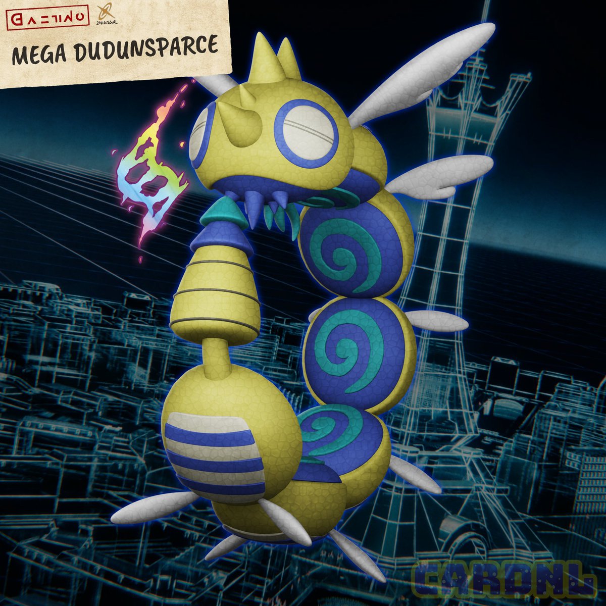 Here's my concept for a Mega Evolution of Dudunsparce in #PokemonLegendsZA! It adds more segments to the body as well as being inspired by ouroboros! #PokemonPresents #Pokemon #PokemonDay2024 #PokemonDay