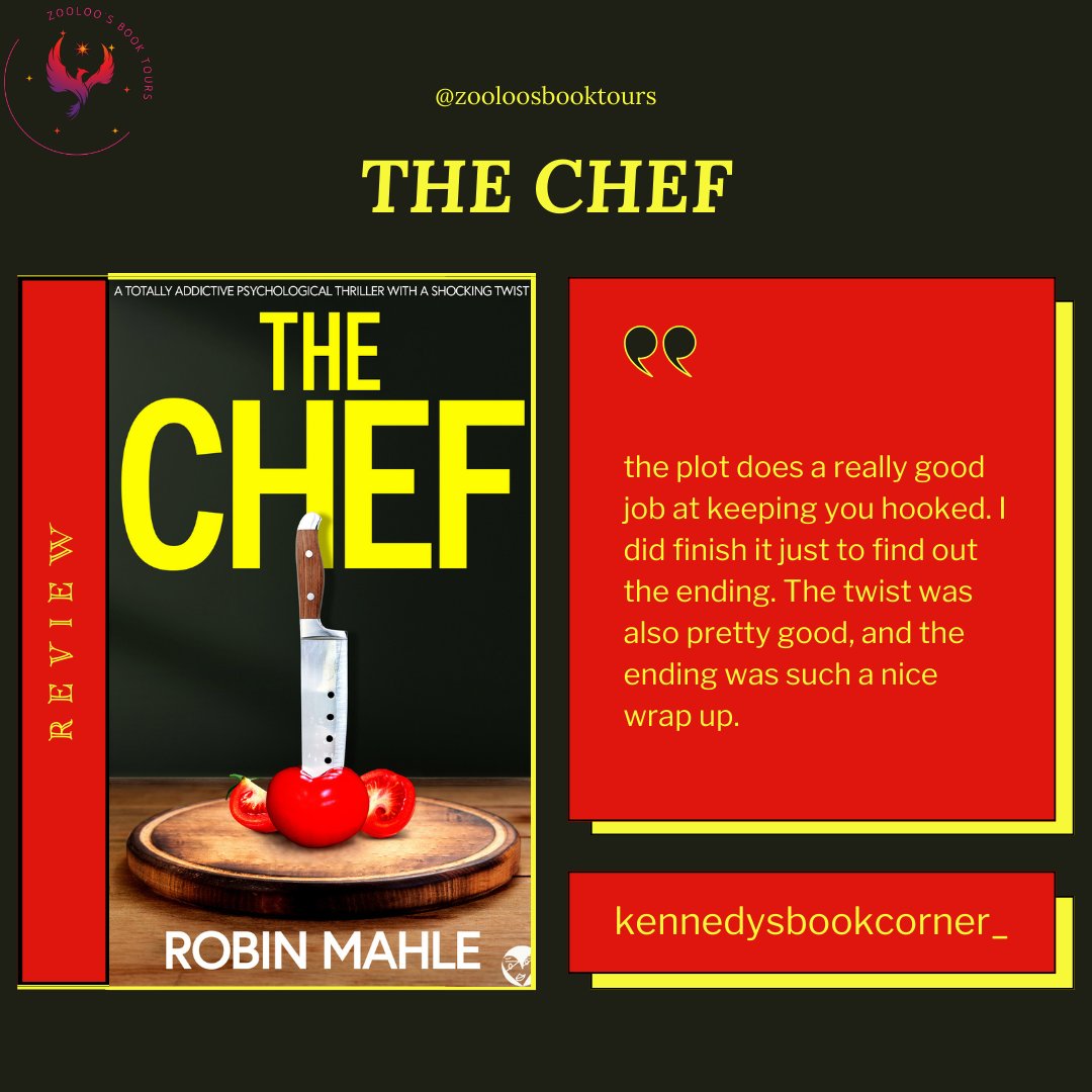 ZooloosBT's tweet photo. Today the book tour for #TheChef came to a close with posts from #kennedysbookcorner_ and #reviewsbyrudra ~ You can read their full review here ~ https://t.co/EwQLVbaY8I
Thank you for supporting the tour!
#RobinMahle @JoffeBooks
#ZooloosBookTours https://t.co/enc3wPMMdi