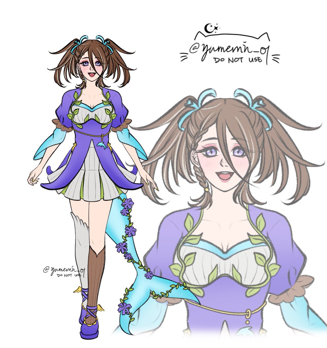 sakura coral water goddess 🌸 and floral dolphin magical girl 🐬