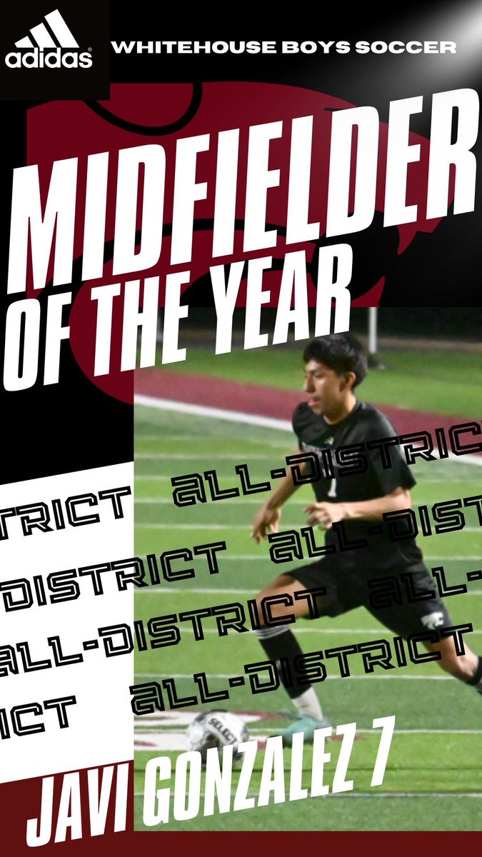 Congrats to the District 15-5A Midfielder of the Year! 🔥⚽️