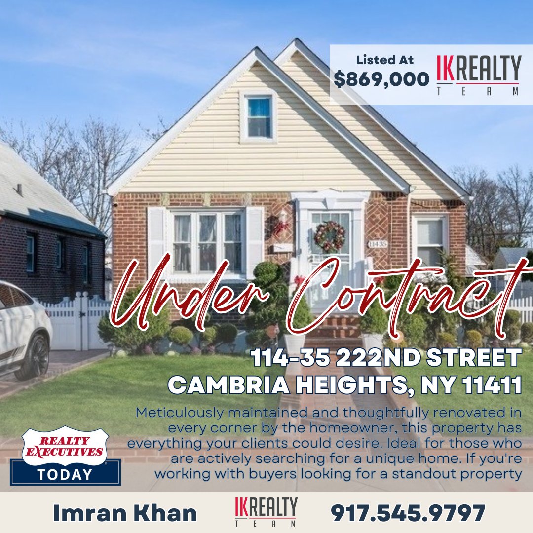 #undercontract in Cambria Heights

Imran Khan has successfully secured a contract for this property in less than a month after listing it! Fantastic work, 

#cambriaheights #cambriaheightsny #acceptedoffer #offeraccepted #queensrealestate #nycrealestate #realtyexecutives