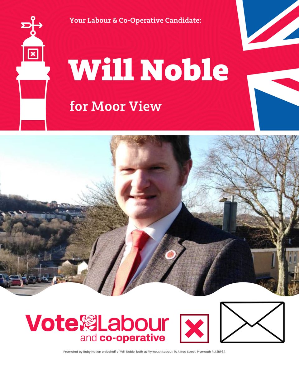 📮 Postal votes are arriving ✉️ If you live in Moor View use yours to re-elect @willnobleuk who grew up in Glenholt, went to school in Estover, lives in Leigham and works at Derriford hospital #LocalElections2024 🌹