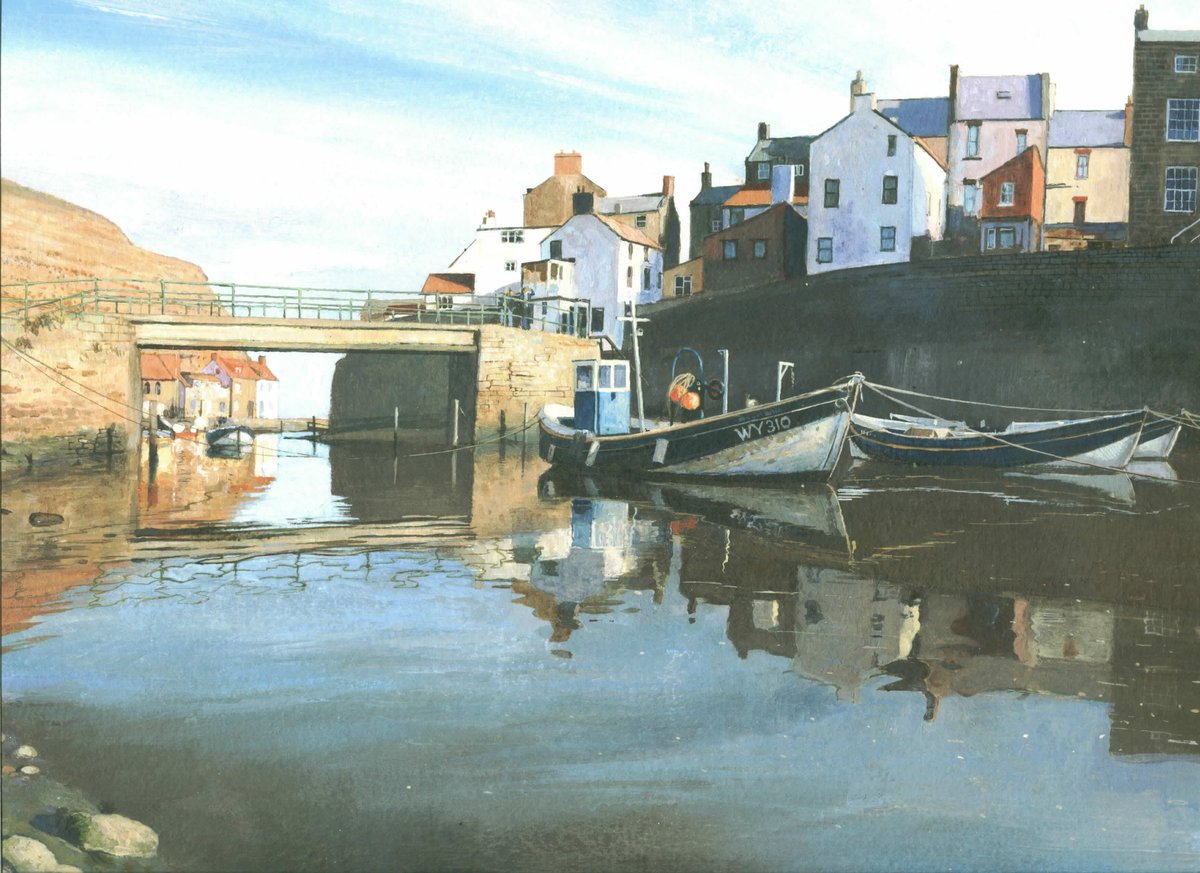 High Tide, Staithes. Acrylic on paper. #painting #acrylicpainting #originalart #landscapepainting #NorthYorkMoors #flow #Staithes #ClevelandWay