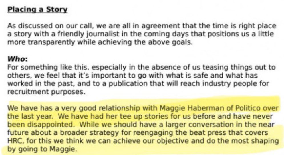 @CitizenFreePres 🚨Just remember…the Podesta emails showed the COZY relationship between Maggie Haberman and the Hillary Clinton team… “We have a very good relationship with Maggie Haberman of Politico…we have had her tee up stories for us….”