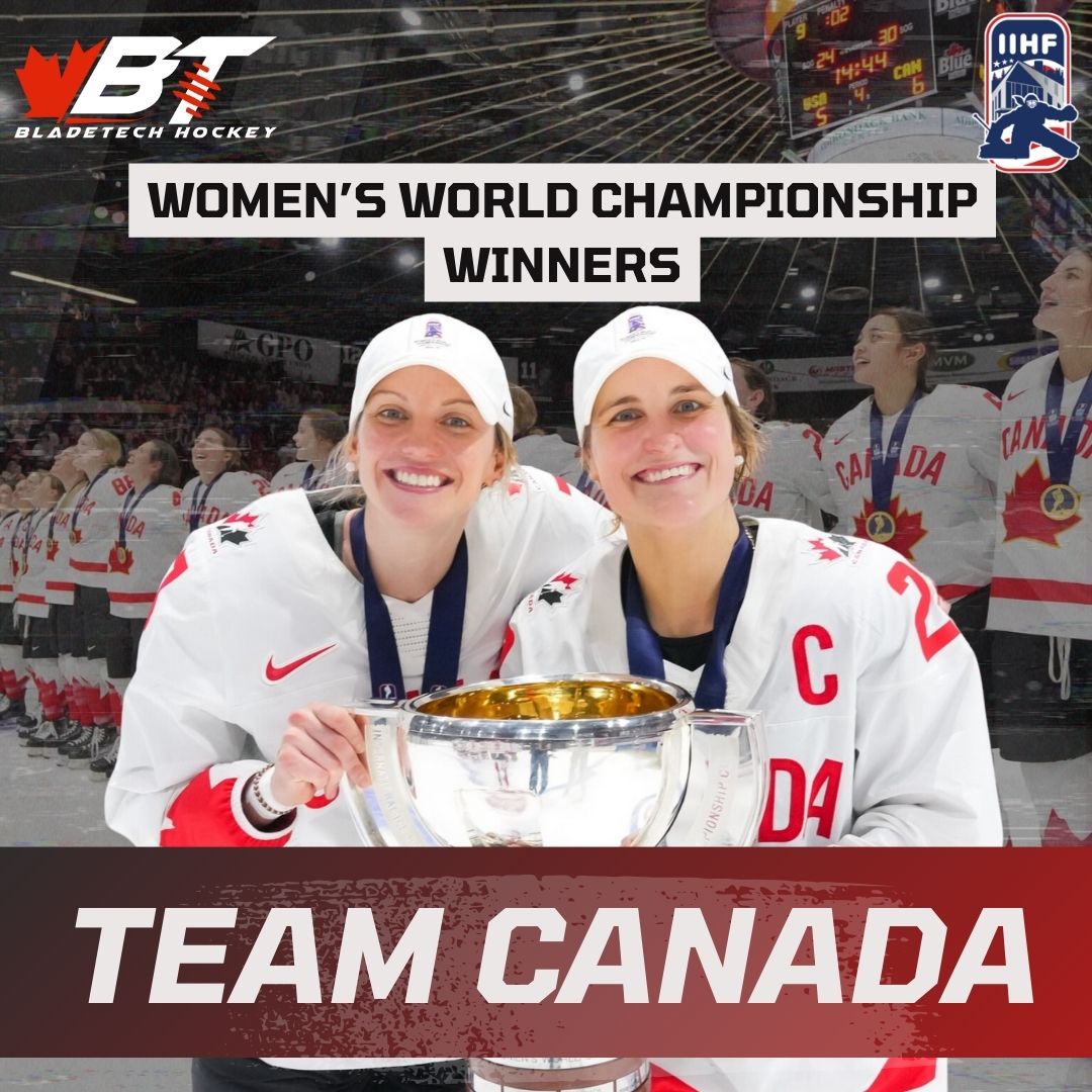 Congratulations to Team Canada on their victory during the Women's World Championship! Let's go! 🇨🇦 #teambladetech #speedisourbusinsss #nhl #menshockey #womenshockey #spittinchiclets #Womensworldchamionship