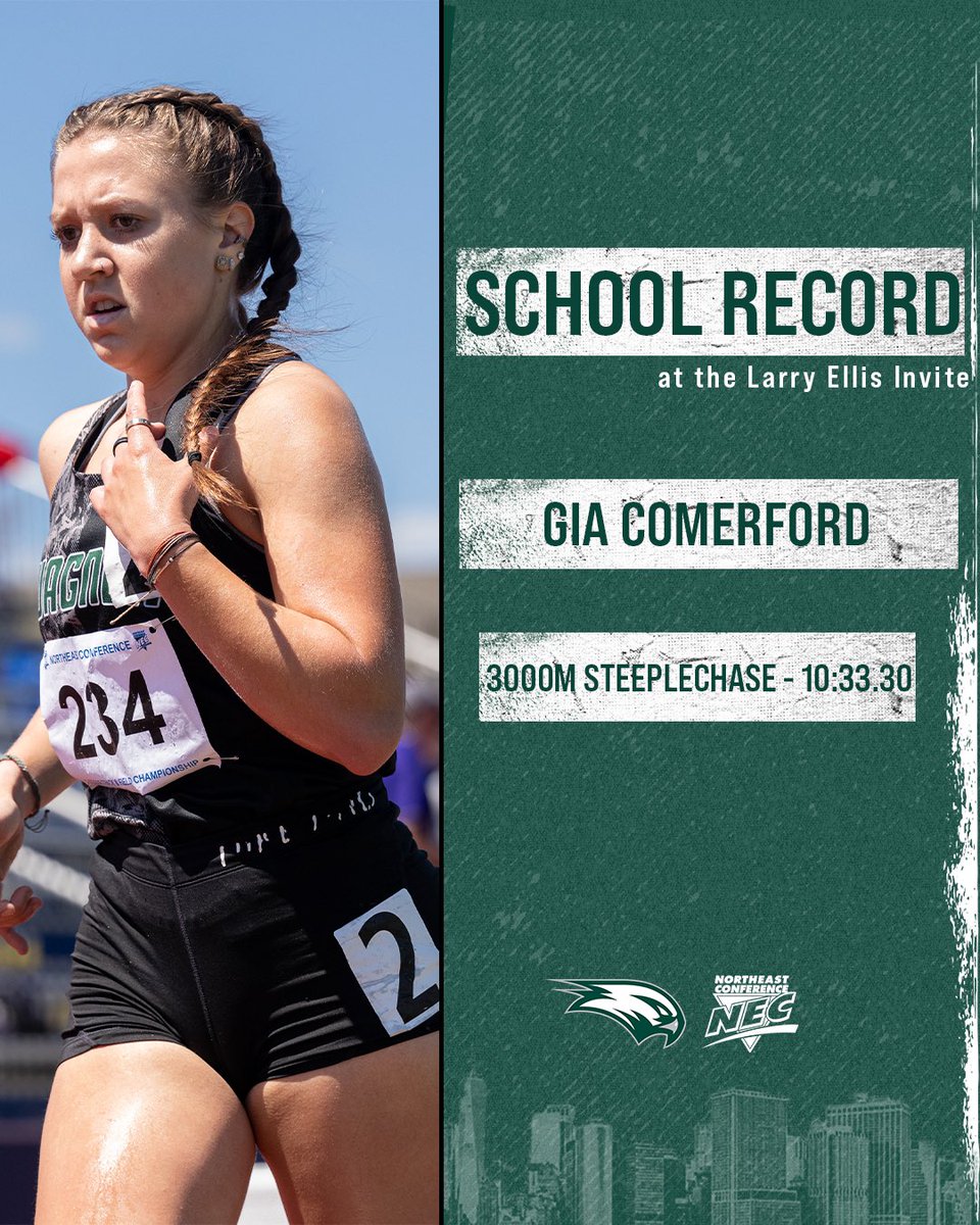 For the second time this season, Gia Comerford has set a new Wagner College outdoor track & field program record in the 3000m Steeplechase!

At the Larry Ellis Invite, Comerford finished with a time of 10:33.30, to improve her own record by fourteen seconds! 

#LetsFly