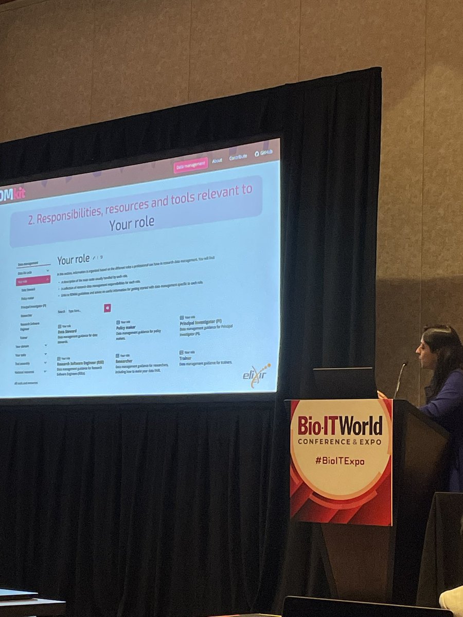 SusannaASansone's tweet photo. Last talk on another @ELIXIREurope resource: the #RDMkit community effort and resource by Munazah Andrabi. How to access the content, use it, and contribute to it #RDM #BioIT2024 https://t.co/5vFjATJqMw