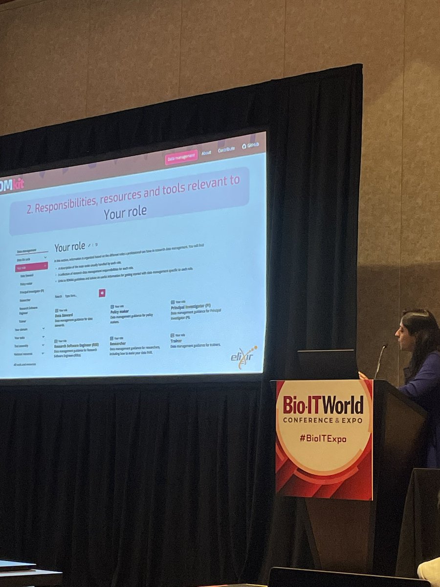 Last talk on another @ELIXIREurope resource: the #RDMkit community effort and resource by Munazah Andrabi. How to access the content, use it, and contribute to it #RDM #BioIT2024