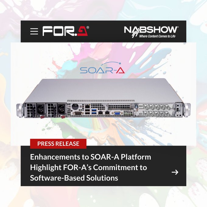 .@foracorporation announced enhancements to its SOAR-A platform at the #NABShow, emphasizing its shift towards software-based solutions. The updated platform includes SOAR-A EDGE for IP transport, #IPTV for distribution, GRAPHICS for CG, SWITCH for video switching, and PLAY as a