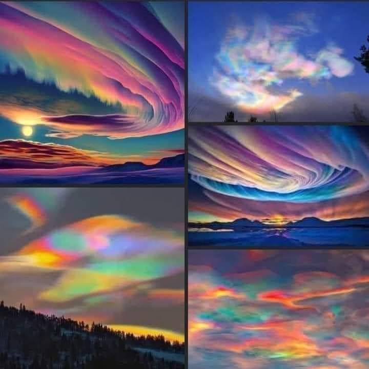 These unique clouds, known as polar stratospheric ice clouds or naked clouds, develop when temperatures drop below the ice sublimation point, typically around −85 °C. This temperature threshold is below the average temperature of the lower stratosphere. Over Iceland!