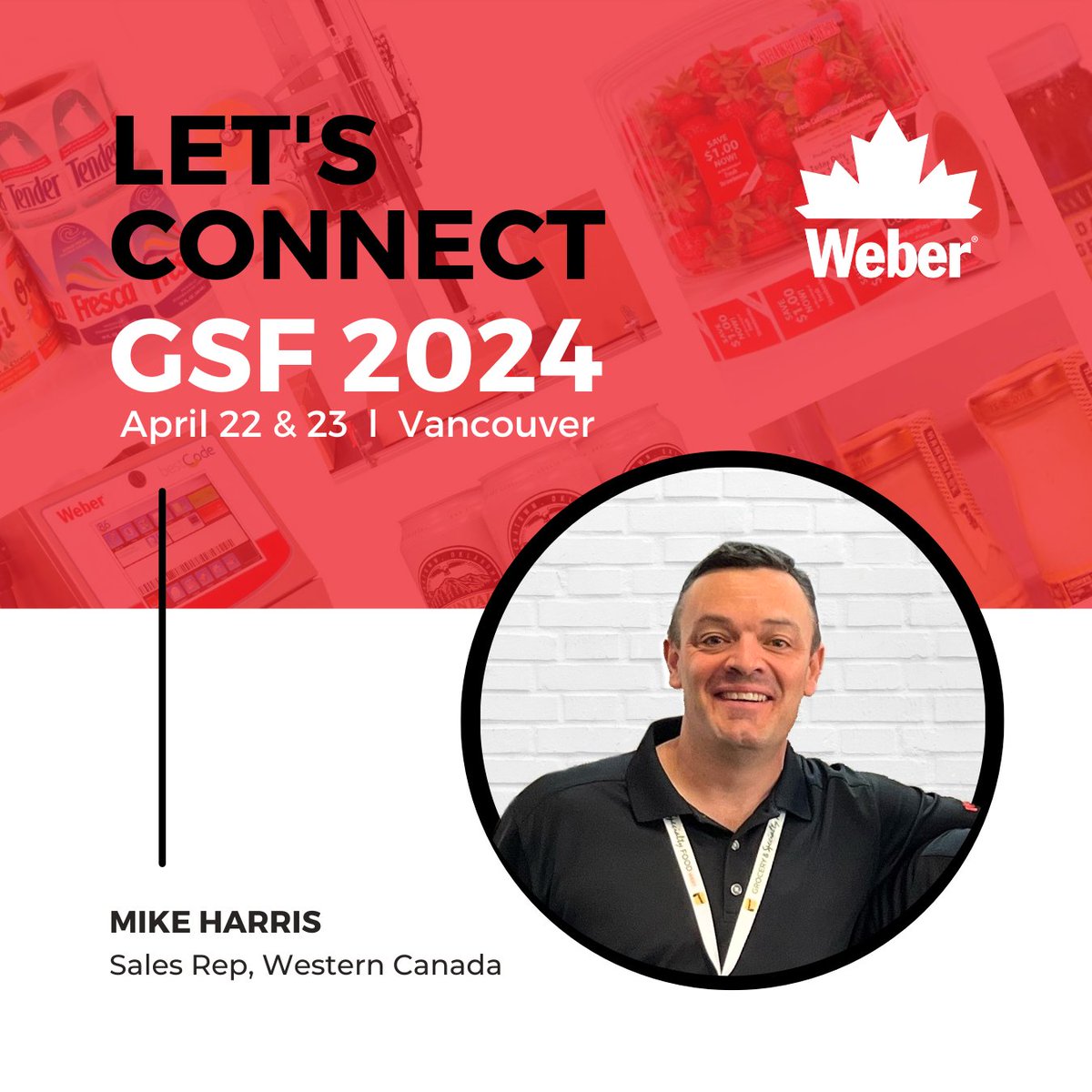 📣 ONE WEEK away! Connect with #WeberCanada at #GSFShow24!
APRIL 22 & 23 l Booth #1726 l Vancouver Convention Centre

Arrange an on-site meeting with your local Weber Sales Rep, Mike Harris. 
➡️ mharris@webermarking.ca

#tradeshow #foodandbeverage #labelingsolutions