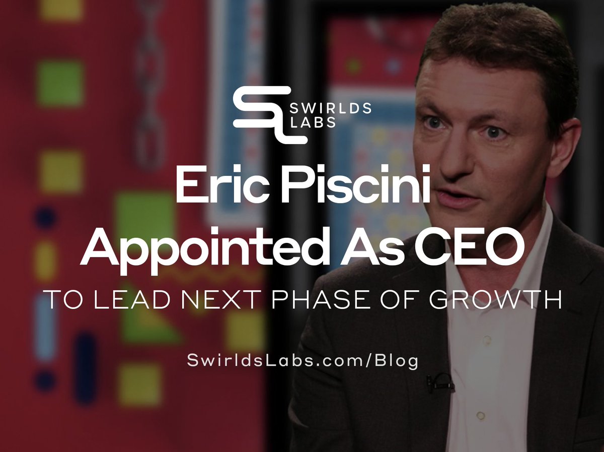 We are excited to announce today the appointment of @episcini as the new CEO of @SwirldsLabs - being promoted from the role of Chief Operating Officer and Chief Revenue Officer - to lead the next phase of growth for the company. With this appointment, Dr. @leemonbaird takes on